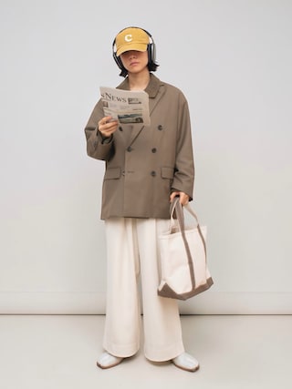 「soerte(ソエルテ)のOversized double-breasted jacket/オーバーサイズダブルブレストジャケット(テーラードジャケット)」を使った、Naotoさん(メンズ・165cm)の秋コーディネート