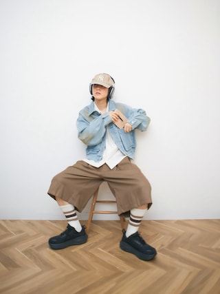 「soerte（ソエルテ）のLOOSE H / S OPEN COLLAR SHIRT (ASSORT)/ルーズハーフスリーブオープンカラーシャツ（シャツ/ブラウス）」を使った、Naotoさん（メンズ・165cm）の秋コーディネート