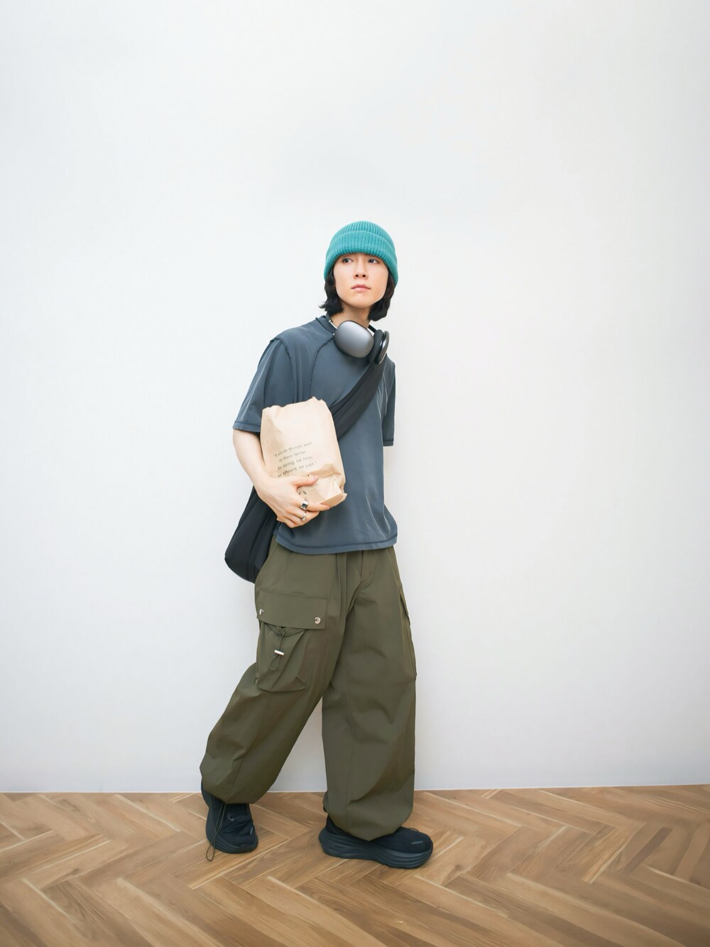 soerte ワイドストレートテックカーゴパンツ アイボリー 2 soerte カーゴパンツ Wide straight tech cargo pants (Washer