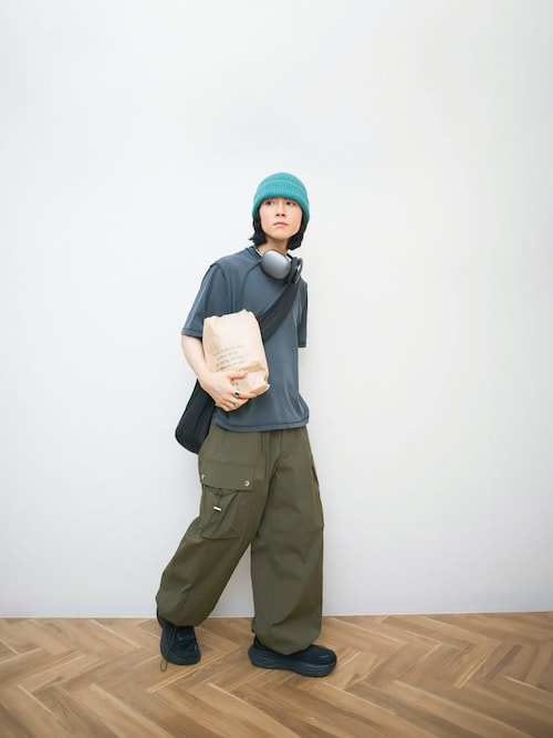 完売品 soerte ワイドストレートテックカーゴパンツ Wide straight tech cargo pants (Washer nylon)/ワイド