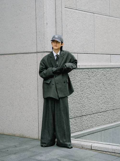 Wide Straight Herringbone Tweed Slacks / ワイドストレート