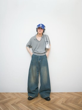 「BARELY BLUE（ベアリーブルー）のアイテム」を使った、Naotoさん（メンズ・165cm）の春コーディネート