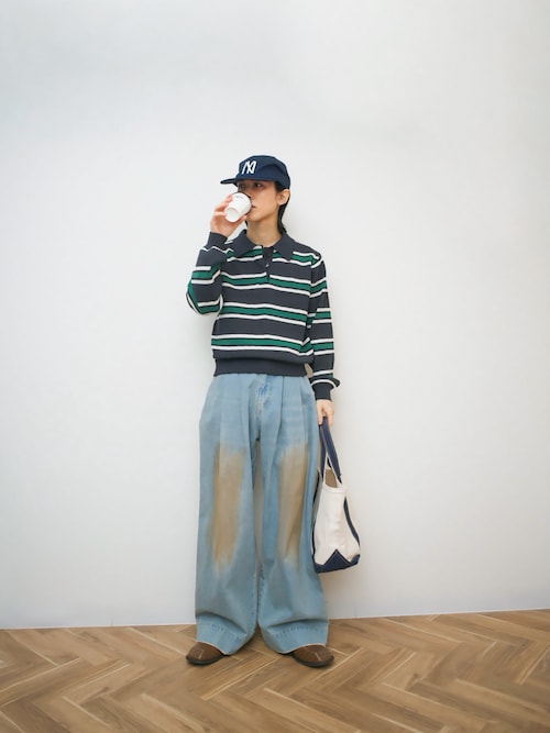 セール】Multi Stripe Jacquard Knit Polo/マルチストライプジャガード