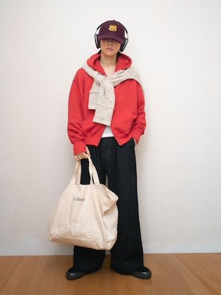 「soerte(ソエルテ)のHeavy weight double zip-up hoodie /ヘビーウェイトダブルジップフーディー(パーカー)」を使った、Naotoさん(メンズ・165cm)の秋コーディネート