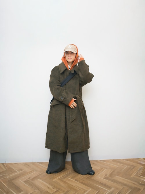 soerte ワイドストレートヘリンボーンスラックス Wide straight herringbone tweed slacks/ワイドストレート