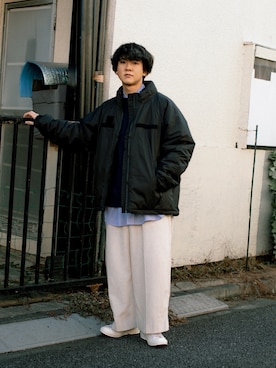 「ハイカットスニーカー」｜Naotoさん（メンズ・165cm）の冬コーディネート