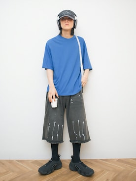 「UNITED TOKYO（ユナイテッドトウキョウ）の【24SS】SILVER925 ストーンリング MIDDLE（リング、ブラック系）」を使った、Naotoさん（メンズ・165cm）の夏コーディネート