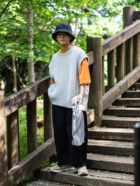 「STUDIO NICHOLSON（スタジオニコルソン）のアイテム（トップス）」を使った、Naotoさん（メンズ・165cm）の夏コーディネート