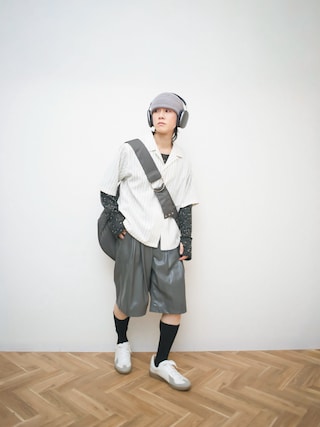 「soerte(ソエルテ)の2tuck wide half pants (Assort)/2タックワイドハーフパンツ(アソート)(その他パンツ)」を使った、Naotoさん(メンズ・165cm)の夏コーディネート