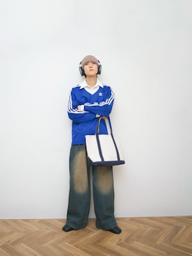 「soerte（ソエルテ）のアイテム（パンツ）」を使った、Naotoさん（メンズ・165cm）の春コーディネート