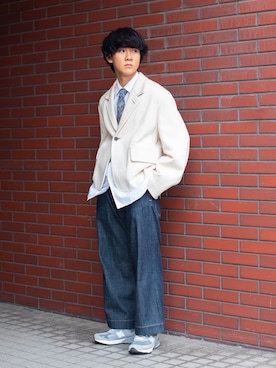 「URU（ウル）のアイテム（テーラードジャケット）」を使った、Naotoさん（メンズ・165cm）の秋コーディネート