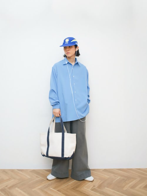 soerte オーバーサイズロングスリーブシャツ ブルー サイズ1