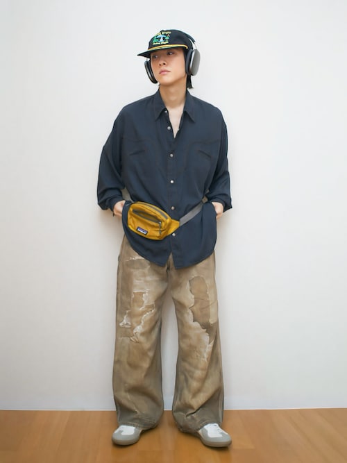 「POLeR(ポーラー)の【POLeR/ポーラー】TOURIST CAP/ツーリストキャップ/スーベニア/ユニセックス(キャップ)」を使った、Naotoさん(メンズ・165cm)の夏コーディネート