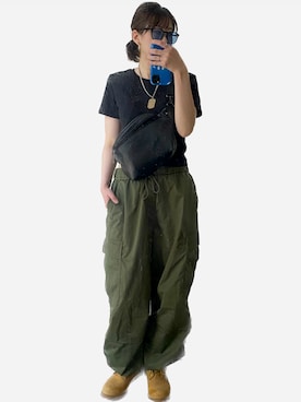「Honeys（ハニーズ）のアイテム（ボディバッグ/ウエストポーチ）」を使った、annaさん（レディース・163cm）の夏コーディネート