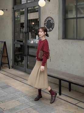「アイテム（パンプス）」を使った、高芦あかりさん（レディース・152cm）の秋コーディネート