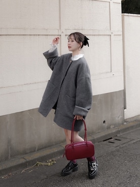 「アイテム（ローファー）」を使った、高芦あかりさん（レディース・152cm）の秋コーディネート