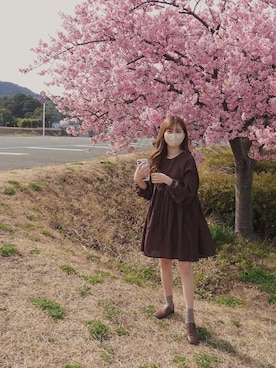 「花見コーデ」｜「アイテム（ワンピース）」を使った、高芦あかりさん（レディース・152cm）の春コーディネート