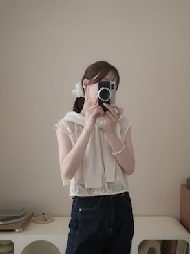 「アイテム（ベスト）」を使った、高芦あかりさん（レディース・152cm）の秋コーディネート