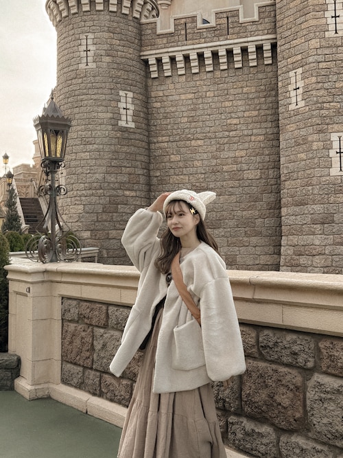 moitytto ナチュラル 襟付きファーコート アウター アウター 襟付き