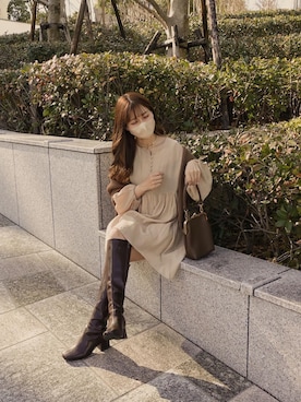 「ehka sopo（エヘカソポ）のアイテム」を使った、高芦あかりさん（レディース・152cm）の冬コーディネート