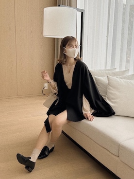「アイテム（ノーカラージャケット）」を使った、高芦あかりさん（レディース・152cm）の春コーディネート