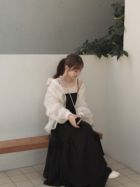 「アイテム（タンクトップ）」を使った、高芦あかりさん（レディース・152cm）の秋コーディネート