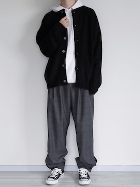 「Ellno Loset（エルノロゼット）のアイテム（カーディガン/ボレロ）」を使った、seiさん（メンズ・180cm）の秋コーディネート
