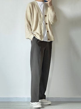 「アイテム（カーディガン/ボレロ、ホワイト系）」を使った、seiさん（メンズ・180cm）の夏コーディネート