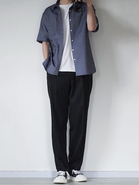 「CREARE -LINO-（クレアーレリノ）のアイテム（スラックス）」を使った、seiさん（メンズ・180cm）の春コーディネート