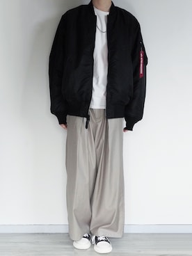 「act'm（アクトム）のアイテム（スラックス）」を使った、seiさん（メンズ・180cm）の冬コーディネート