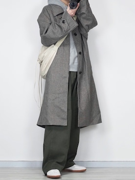 「EMMA CLOTHES（エマクローズ）のアイテム（ステンカラーコート）」を使った、seiさん（メンズ・180cm）の冬コーディネート