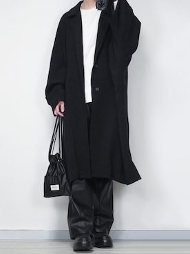 「act'm（アクトム）のアイテム（ステンカラーコート）」を使った、seiさん（メンズ・180cm）の冬コーディネート