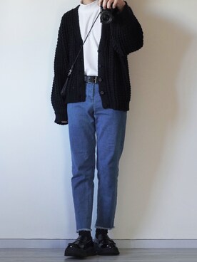 「Ellno Loset（エルノロゼット）のアイテム（カーディガン/ボレロ）」を使った、seiさん（メンズ・180cm）の冬コーディネート