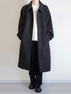 「アイテム（ステンカラーコート、グレー系）」を使った、seiさん（メンズ・180cm）の秋コーディネート
