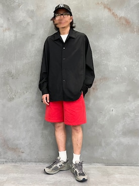 「アイテム（スウェットパンツ、レッド系）」を使った、enochaaanさん（メンズ・162cm）の春コーディネート