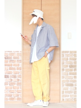 「アイテム（ハット、ホワイト系）」を使った、Na.2さん（メンズ・170cm）の夏コーディネート