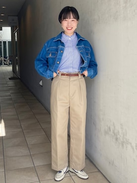 「アイテム（デニムジャケット）」を使った、Iwaさん（レディース・160cm）の春コーディネート