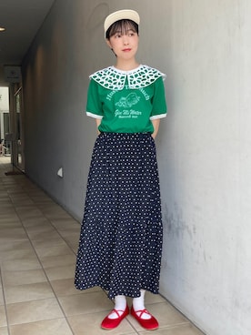 「アイテム（付け襟）」を使った、Iwaさん（レディース・160cm）の春コーディネート