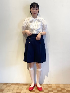 「マリン」｜「アイテム（バレエシューズ）」を使った、Iwaさん（レディース・160cm）の夏コーディネート