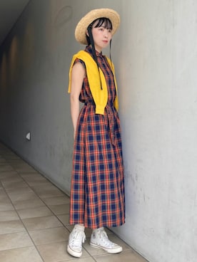 「タータンチェック」｜Iwaさん（レディース・160cm）の夏コーディネート