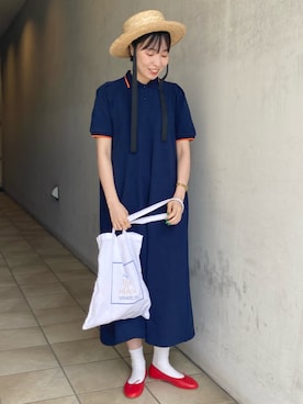 「アイテム（バレエシューズ）」を使った、Iwaさん（レディース・160cm）の夏コーディネート