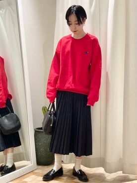 「アイテム（デニムスカート）」を使った、Iwaさん（レディース・160cm）の秋コーディネート