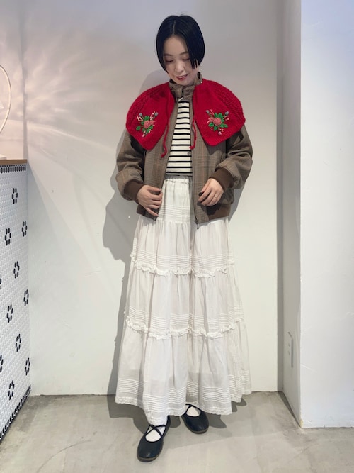 80ボイル ピンタック ティアードスカート（スカート