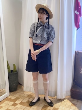 「アイテム（バレエシューズ）」を使った、Iwaさん（レディース・160cm）の夏コーディネート