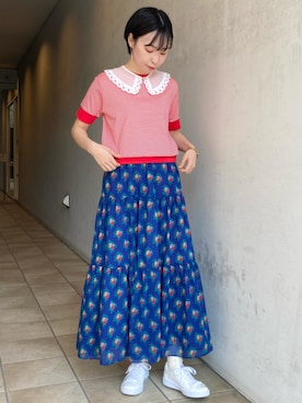 「アイテム（付け襟）」を使った、Iwaさん（レディース・160cm）の春コーディネート