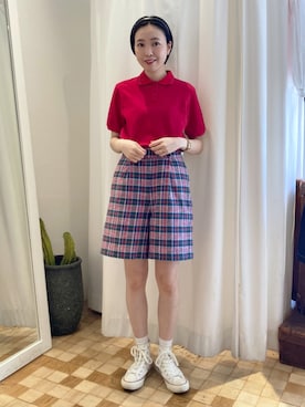 「アイテム（ポロシャツ）」を使った、Iwaさん（レディース・160cm）の春コーディネート