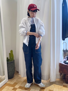 「ブラウス」｜「アイテム（オールインワン・サロペット）」を使った、Iwaさん（レディース・160cm）の秋コーディネート