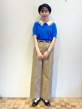 「アイテム（チノパンツ）」を使った、Iwaさん（レディース・160cm）の春コーディネート