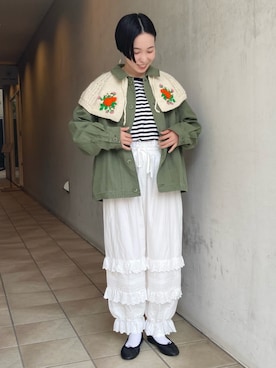 「アイテム（バレエシューズ）」を使った、Iwaさん（レディース・160cm）の秋コーディネート