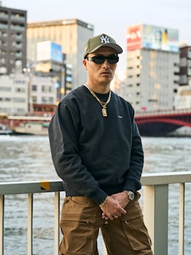 「NEWERA（ニューエラ）のアイテム」を使った、Fourd さん（メンズ・171cm）の夏コーディネート